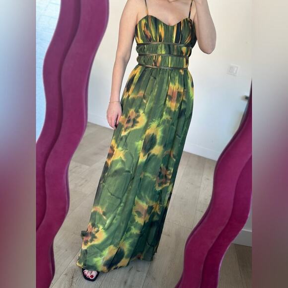 Aidan Mattox Y2K vintage prom dress green sunflower floral dress size 4 - Picture 6 of 9